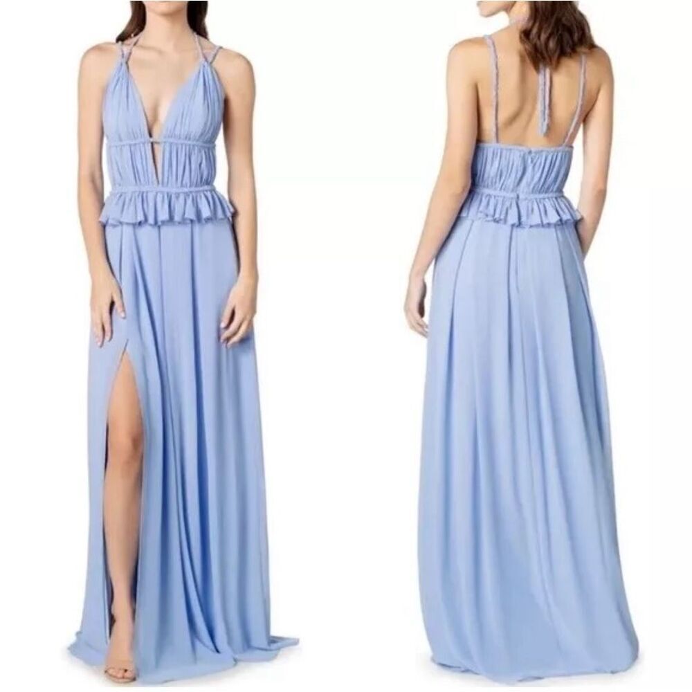 Dress The Population Periwinkle Blue Athena Halter Neck Gown Size XXL